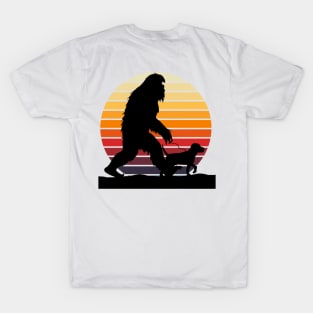 Bigfoot Walking her Dog T-Shirt